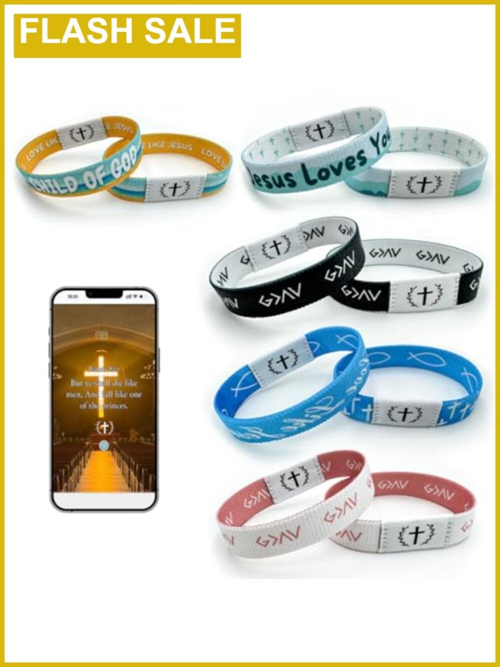 NFC Bible Verse Bracelets 5 Pack Daily Christian Gift Elastic Wristband